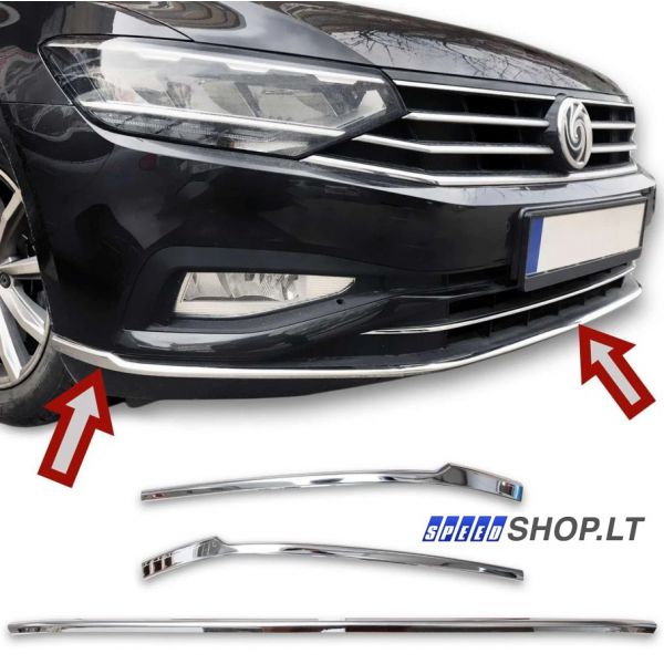Passat B8 Nerūdijančio plieno apdailos juostelė priekiniam bamperiui