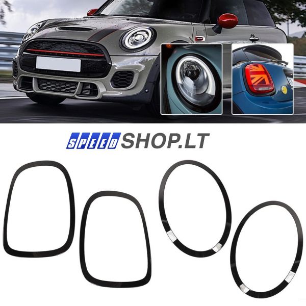 MINI F55 F56 F57 priekinių galinių žibintų juoda apdaila