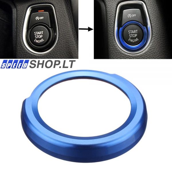BMW START STOP mygtuko apdaila mėlyna
